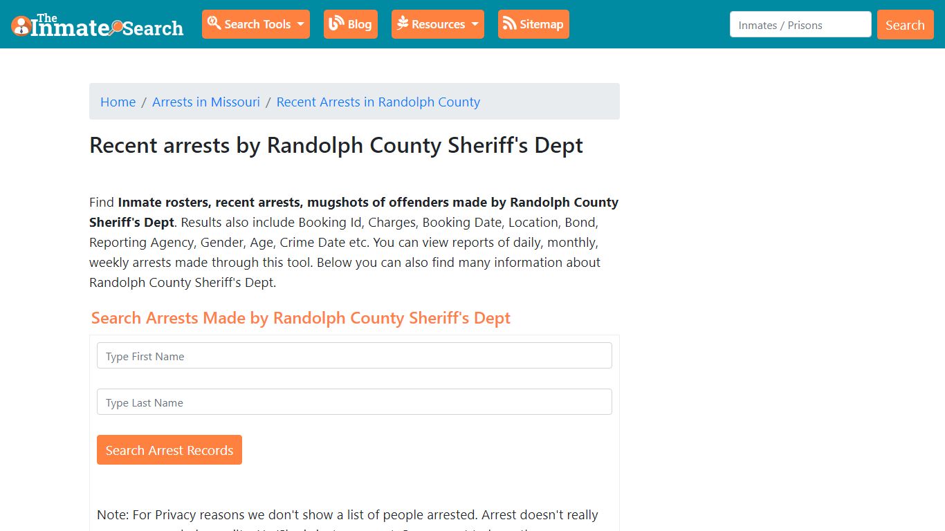 Recent arrests by Randolph County Sheriff's Dept