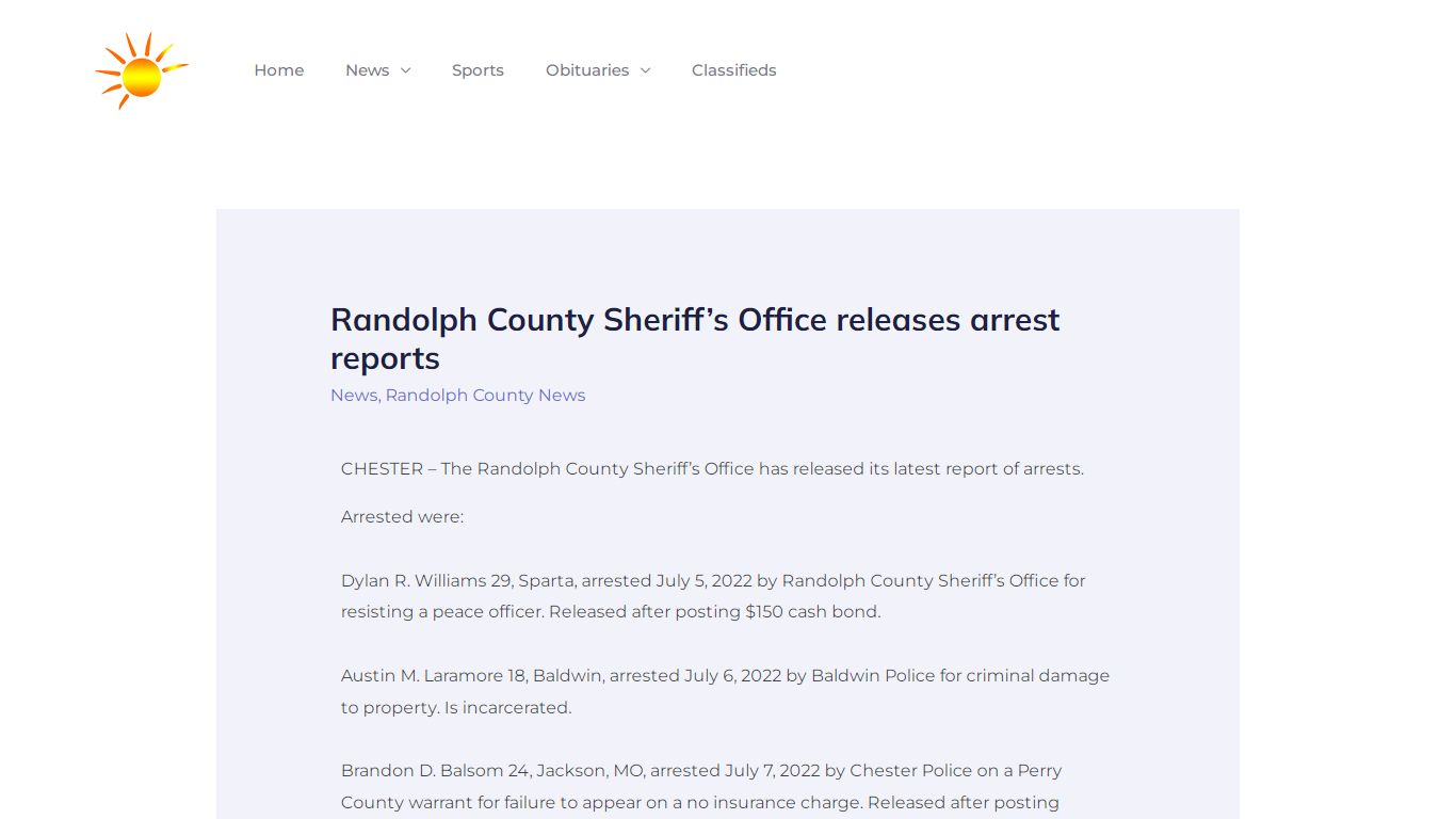 Randolph County Sheriff’s Office releases arrest reports